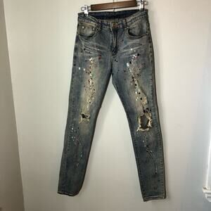 Amiri paint splatter distressed skinny jeans made in America vintage mens 28